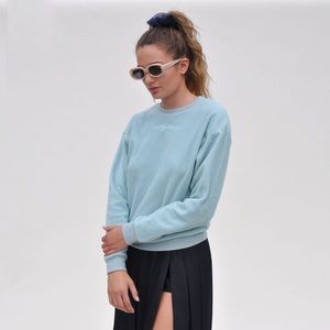 Sandy Liang blue angel fleece script logo sweatshirt